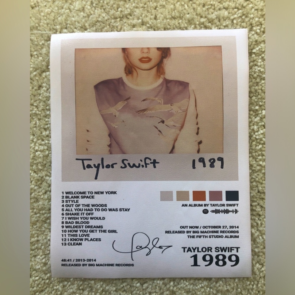 Taylor Swift 1989 Art Print Canvas Poster Album Collectors Item 8x1…